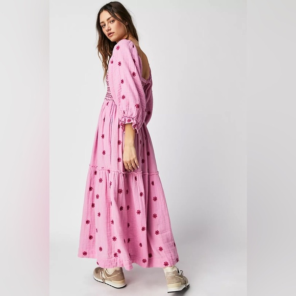 NWT Free People Dahlia Embroidered Maxi Dress in Lollipop Combo XS - Picture 2 of 4